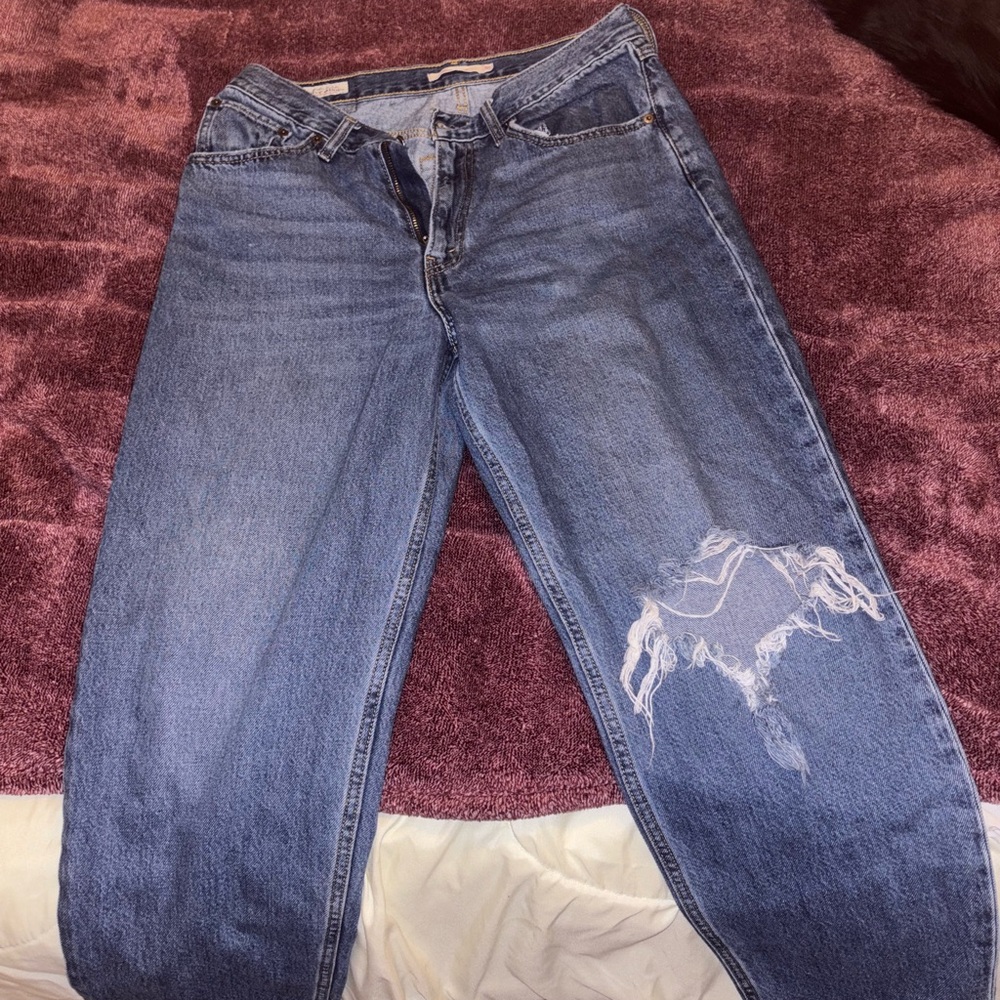Levi's Blue 80’s Mom Jeans Distressed Style